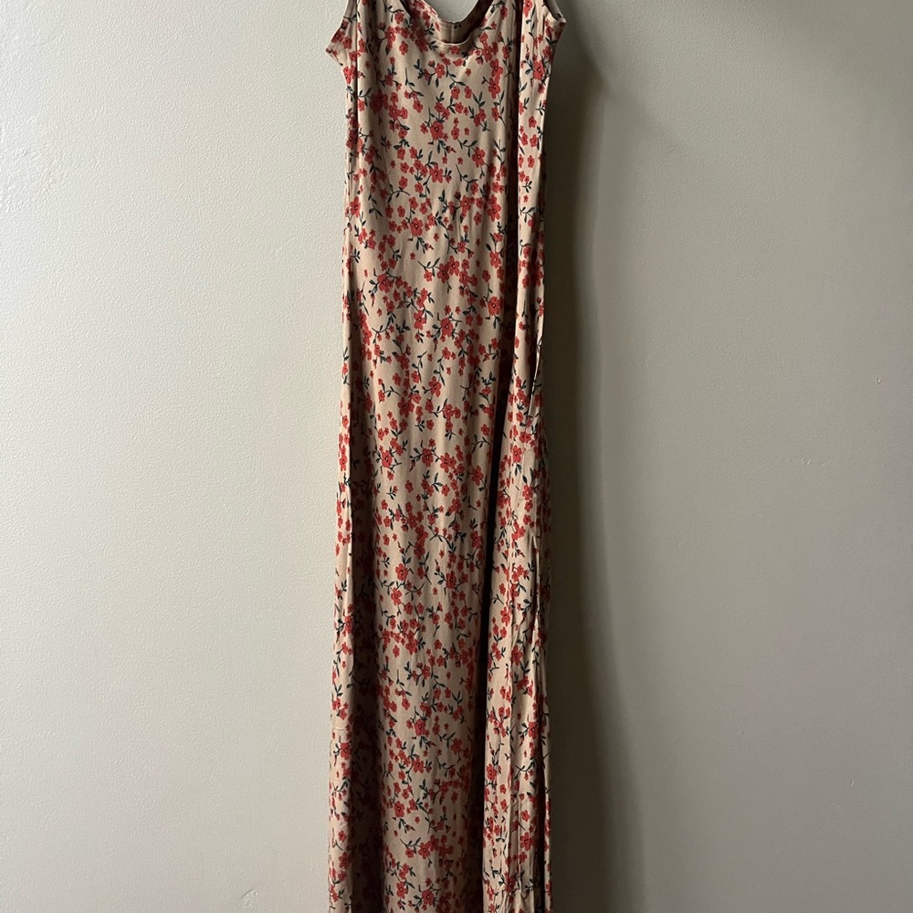 Urban Outfitters Red and Tan Floral Maxi Dress
